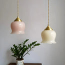 Pink glass copper led pendant light for kitchen kitchen decor
