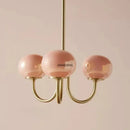 Pink glass globe designer loft pendant lights bedroom brass finish