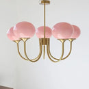 Pink glass globe designer loft pendant lights bedroom brass finish