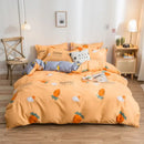 Pink heart cartoon print bedding set bedroom satin finish duvet cover