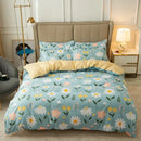 Pink heart cartoon print bedding set bedroom satin finish duvet cover
