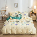 Pink heart cartoon print bedding set bedroom satin finish duvet cover