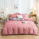 Pink heart cartoon print bedding set bedroom satin finish duvet cover
