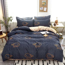 Pink heart cartoon print bedding set bedroom satin finish duvet cover