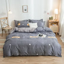 Pink heart cartoon print bedding set bedroom satin finish duvet cover