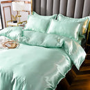 Pink ice rayon satin bedding set bedroom cooling duvet cover