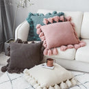 Pink knit cushion cover with tassels living room pillow case