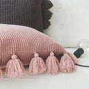 Pink knit cushion cover with tassels living room pillow case