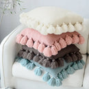 Pink knit cushion cover with tassels living room pillow case