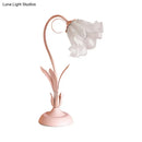 Pink lily cream glass flower table lamp bedroom nightstand light
