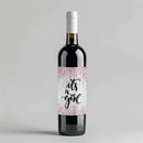 Pink Marble Baby Shower Wine Label