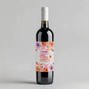 Pink Orange Floral Bridal Shower Wine Label