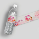 Pink Orange Floral Water Bottle Labels