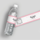 Pink Ornate Baptism Water Bottle Labels