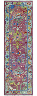 Pink Oushak Rug Wool Blue Colorful Hand knotted Traditional Oushak Custom Made wool Area Rug