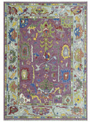 Colorful Hand knotted Traditional Oushak Pink And Ivory Custom Made wool Area Rug