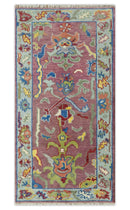 Pink Oushak Rug Wool Blue Colorful Hand knotted Traditional Oushak Custom Made wool Area Rug
