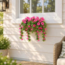Artificial Window Box Planter – Draping Pink Petunia (20×14in) – UV Resistant