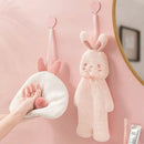 Pink plush cartoon rabbit hand towel for bathroom and kitchen