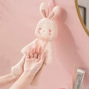 Pink plush cartoon rabbit hand towel for bathroom and kitchen