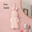 Pink plush cartoon rabbit hand towel for bathroom and kitchen