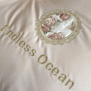 Pink & purple flowers embroidery bedding set bedroom egyptian cotton