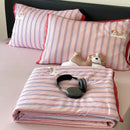 Pink & red striped cool lyocell fiber blanket set – bedroom dog decor