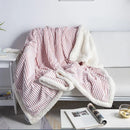 Pink ribbed plush throw blanket bedroom cozy nordic wool shawl