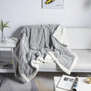 Pink ribbed plush throw blanket bedroom cozy nordic wool shawl