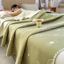 Pink ribbed teddy bear decorbites cotton towel blanket bedroom quilt