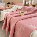 Pink ribbed teddy bear decorbites cotton towel blanket bedroom quilt