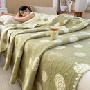 Pink ribbed teddy bear decorbites cotton towel blanket bedroom quilt