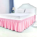 Pink ruffled elastic bed skirt bedroom solid color soft wrap around