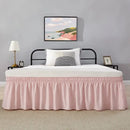 Pink ruffled elastic bed skirt bedroom solid color soft wrap around