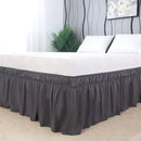 Pink ruffled elastic bed skirt bedroom solid color soft wrap around