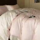 Pink satin eucalyptus fiber bedding set – bedroom luxury quilt cover