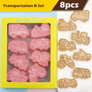 Pink silicone vehicle and aircraft truck cookie cutters set kitchen