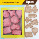 Pink silicone vehicle and aircraft truck cookie cutters set kitchen
