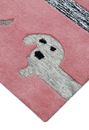 Pink Stretchy Pup Hand Tufted 3x6 Wool Area Rug