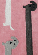 Pink Stretchy Pup Hand Tufted 3x6 Wool Area Rug