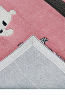 Pink Stretchy Pup Hand Tufted 3x6 Wool Area Rug