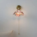 Pink & teal copper butterfly glass wall light bedroom sconce