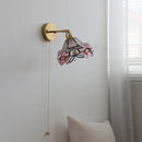Pink & teal copper butterfly glass wall light bedroom sconce