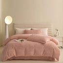 Pink textured winter fleece bedding set bedroom duvet cover kit