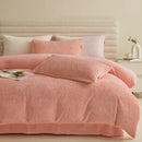Pink textured winter fleece bedding set bedroom duvet cover kit