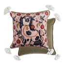 Pink tiger cat print velvet cushion cover living room tassels