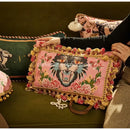 Pink tiger cat print velvet cushion cover living room tassels