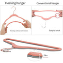 Pink velvet and gold wooden 45cm flocking hanger bedroom trousers rack