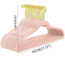 Pink velvet and gold wooden 45cm flocking hanger bedroom trousers rack