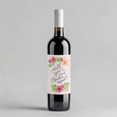 Pink Vintage Flowers Bridesmaid Wine Label
